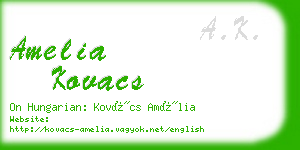 amelia kovacs business card